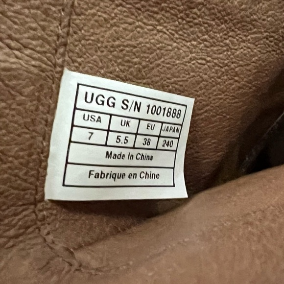 UGG UGGS Leather Shearling lined footbed double buckle detail brown size 7 - Picture 10 of 14